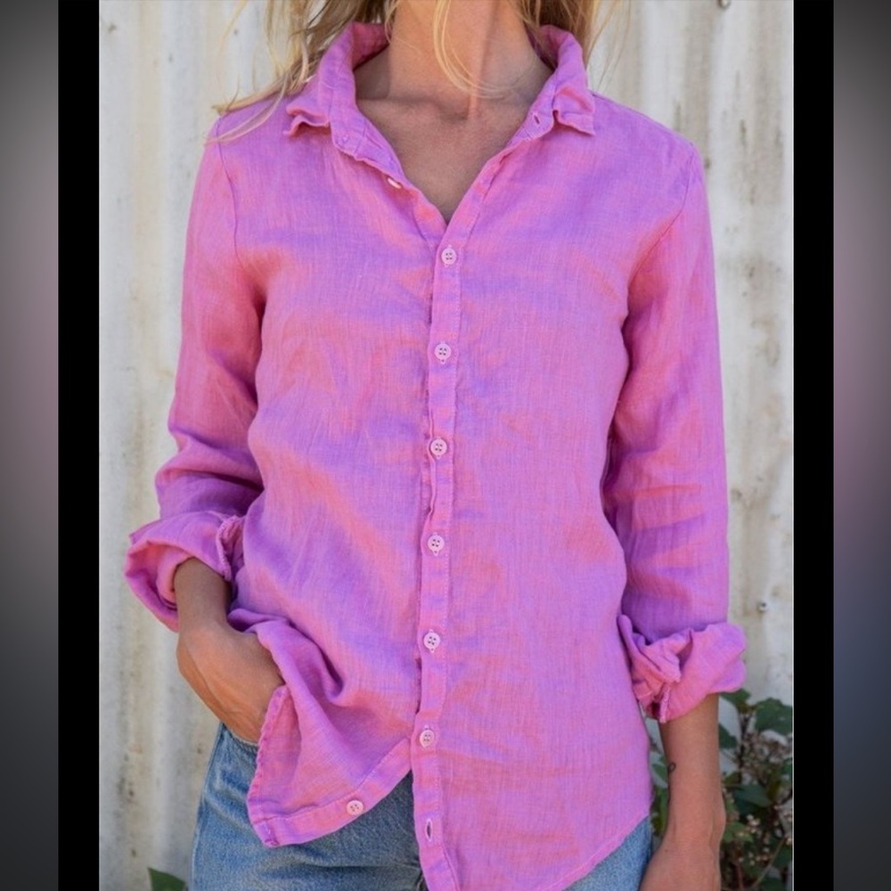 CP Shades Pink Button-Down Linen Shirt